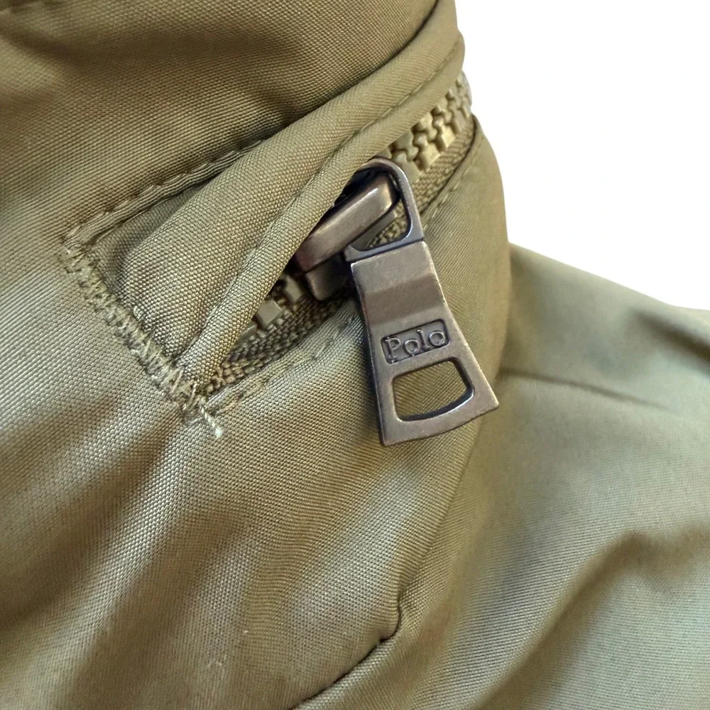 Polo Ralph Lauren Mens Olive Green Fleece Lined Hooded Windbreaker Jacket Small